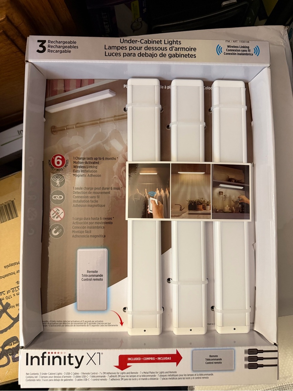 NFINITY Rechargeable Under-Cabinet LED Lights - White (3-Pack)